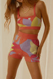 namcoverse Colorblock Knitted Crop Tops & Shorts