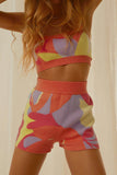 namcoverse Colorblock Knitted Crop Tops & Shorts