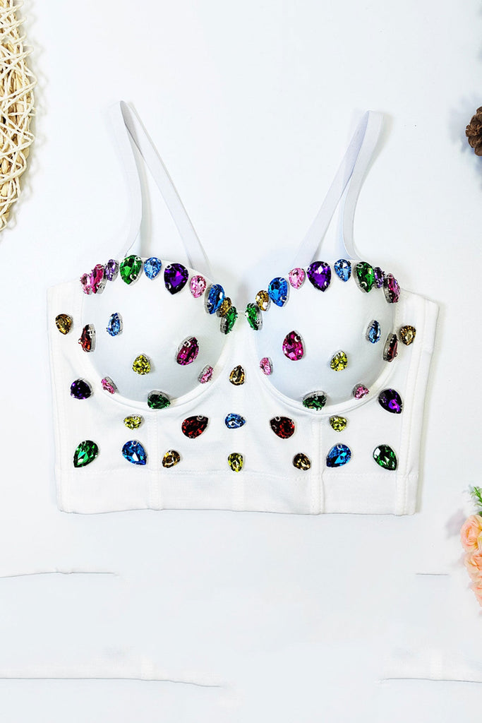namcoverse Colorful Rhinestone Corset Cami Top