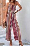 namcoverse Colorful Striped Tie-waist Jumpsuits