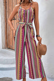 namcoverse Colorful Striped Tie-waist Jumpsuits