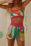 namcoverse Colorblock Knitted Crop Tops & Shorts