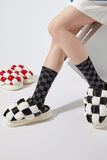 namcoverse Contrast Checkerboard Plush Platform Slippers