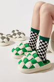 namcoverse Contrast Checkerboard Plush Platform Slippers