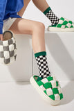 namcoverse Contrast Checkerboard Plush Platform Slippers