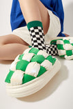 namcoverse Contrast Checkerboard Plush Platform Slippers