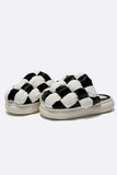 namcoverse Contrast Checkerboard Plush Platform Slippers