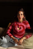 namcoverse Contrast Color Heart Pattern Cut-out Sweater