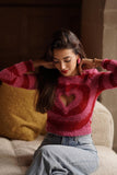 namcoverse Contrast Color Heart Pattern Cut-out Sweater