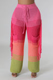 namcoverse Contrast Fringe Crochet Knit Pants