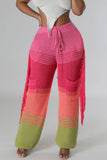 namcoverse Contrast Fringe Crochet Knit Pants