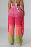 namcoverse Contrast Fringe Crochet Knit Pants