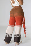 namcoverse Contrast Fringe Crochet Knit Pants