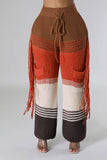 namcoverse Contrast Fringe Crochet Knit Pants
