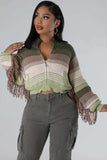 namcoverse Contrast Fringe Knit Cardigan