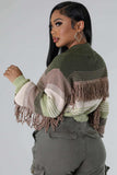 namcoverse Contrast Fringe Knit Cardigan