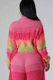 namcoverse Contrast Fringe Knit Cardigan