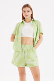 namcoverse Contrast Plaid Shirt Two Piece Shorts Suits