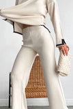 namcoverse Contrast Slit Knit Top Long Pants Suits