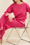 namcoverse Contrast Slit Knit Top Long Pants Suits