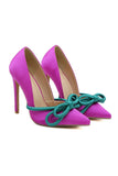 namcoverse Contrast Color Pointed Toe Bow Pumps