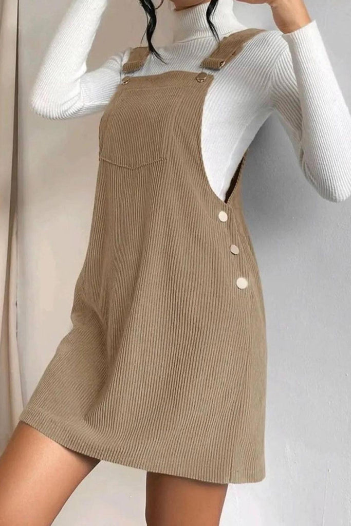 namcoverse Corduroy Button Strap Dress