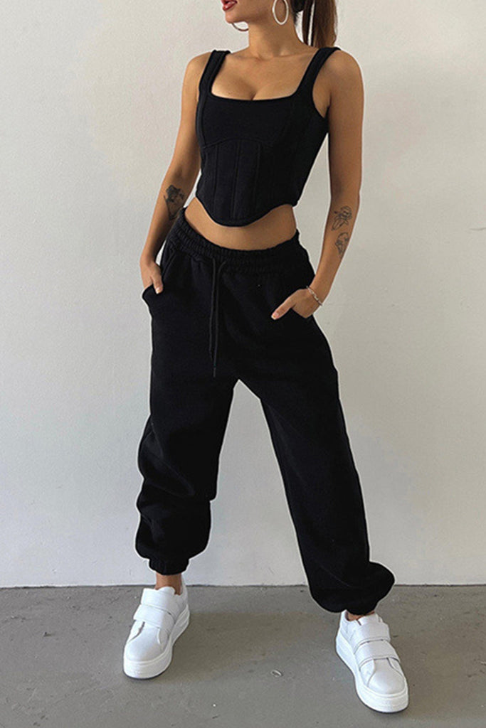 namcoverse Cover-up Hoodie Corset Vest Three-piece Pants Suits