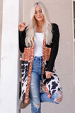 namcoverse Cow Print Patchwork Open Front Cardigan