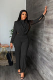 namcoverse Cowl Neck Crop Top Long Pants Suits