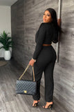 namcoverse Cowl Neck Crop Top Long Pants Suits