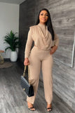 namcoverse Cowl Neck Crop Top Long Pants Suits