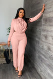 namcoverse Cowl Neck Crop Top Long Pants Suits