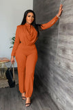 namcoverse Cowl Neck Crop Top Long Pants Suits