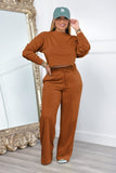 namcoverse Crew Neck Crop Top Wide Leg Long Pants Suits