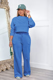 namcoverse Crew Neck Crop Top Wide Leg Long Pants Suits