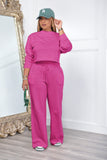 namcoverse Crew Neck Crop Top Wide Leg Long Pants Suits