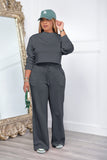 namcoverse Crew Neck Crop Top Wide Leg Long Pants Suits