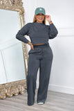 namcoverse Crew Neck Crop Top Wide Leg Long Pants Suits