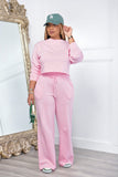 namcoverse Crew Neck Crop Top Wide Leg Long Pants Suits