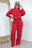 namcoverse Crew Neck Crop Top Wide Leg Long Pants Suits