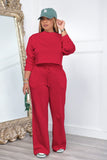 namcoverse Crew Neck Crop Top Wide Leg Long Pants Suits