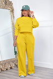 namcoverse Crew Neck Crop Top Wide Leg Long Pants Suits