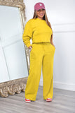 namcoverse Crew Neck Crop Top Wide Leg Long Pants Suits