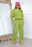 namcoverse Crew Neck Crop Top Wide Leg Long Pants Suits