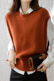 namcoverse Crew Neck Solid Color Wool Sweater Vest