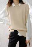 namcoverse Crew Neck Solid Color Wool Sweater Vest