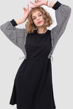 namcoverse Drawstring Waist Long Sleeve Dress