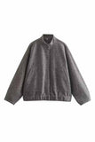 namcoverse Solid Stand Collar Button Pocket Jacket