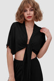 namcoverse Deep V-neck Top & Elastic Wide Leg Pants