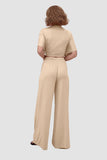 namcoverse Deep V-neck Top & Elastic Wide Leg Pants